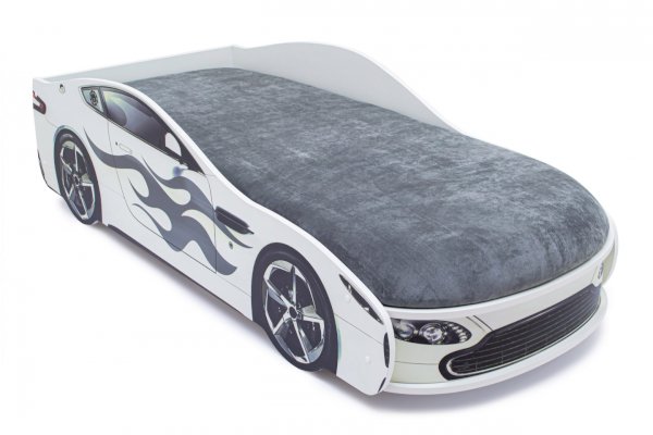 Детская кровать-машина Бондмобиль белый с подъемным механизмом (Бельмарко)